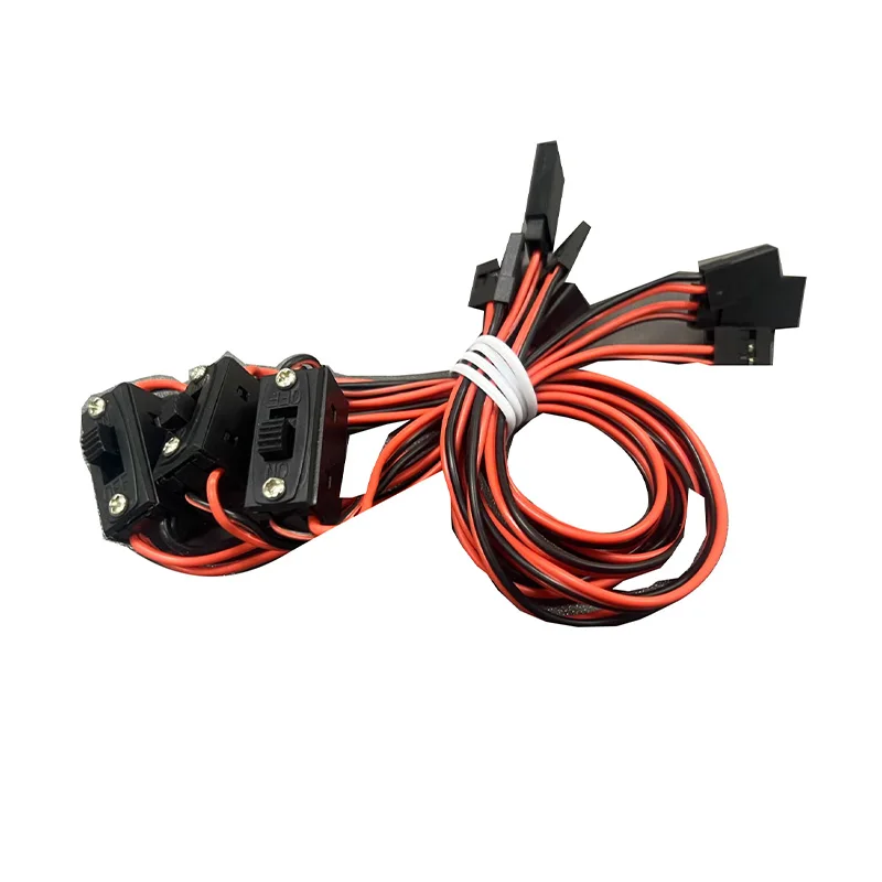 2 PACK RC Switch JR Style Connector Leads 3 Way Lead Servo Receiver Switch Harness With On/Off Switch