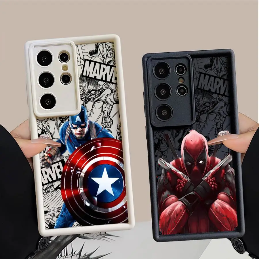 Case For Samsung S23 S24 S22 S25 Ultra S20 FE S21 Plus Shockproof Protective Phone Cover Silicone Shell Marvel Avengers Deadpool