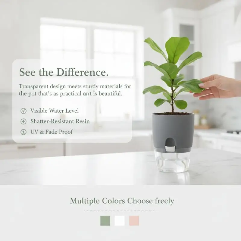 Double Layer Lazy Self Watering Flower Pot 1Pcs Plastic Hydroponic Planter for Window Sill Small Green Plant Decoration