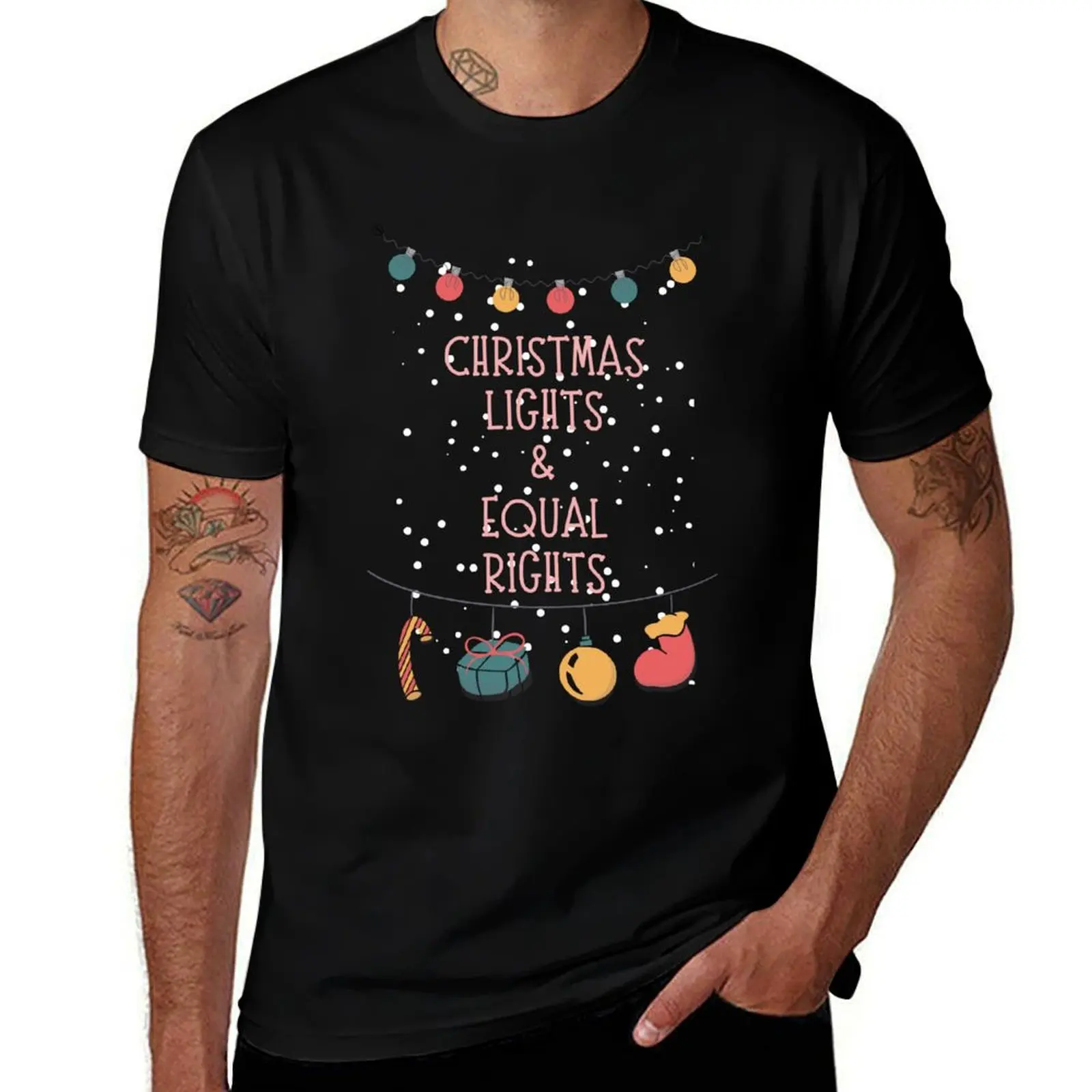 

Christmas Lights and Equal Rights T-Shirt essential t shirt cotton t shirts man 100% cotton t shirt man T-shirt