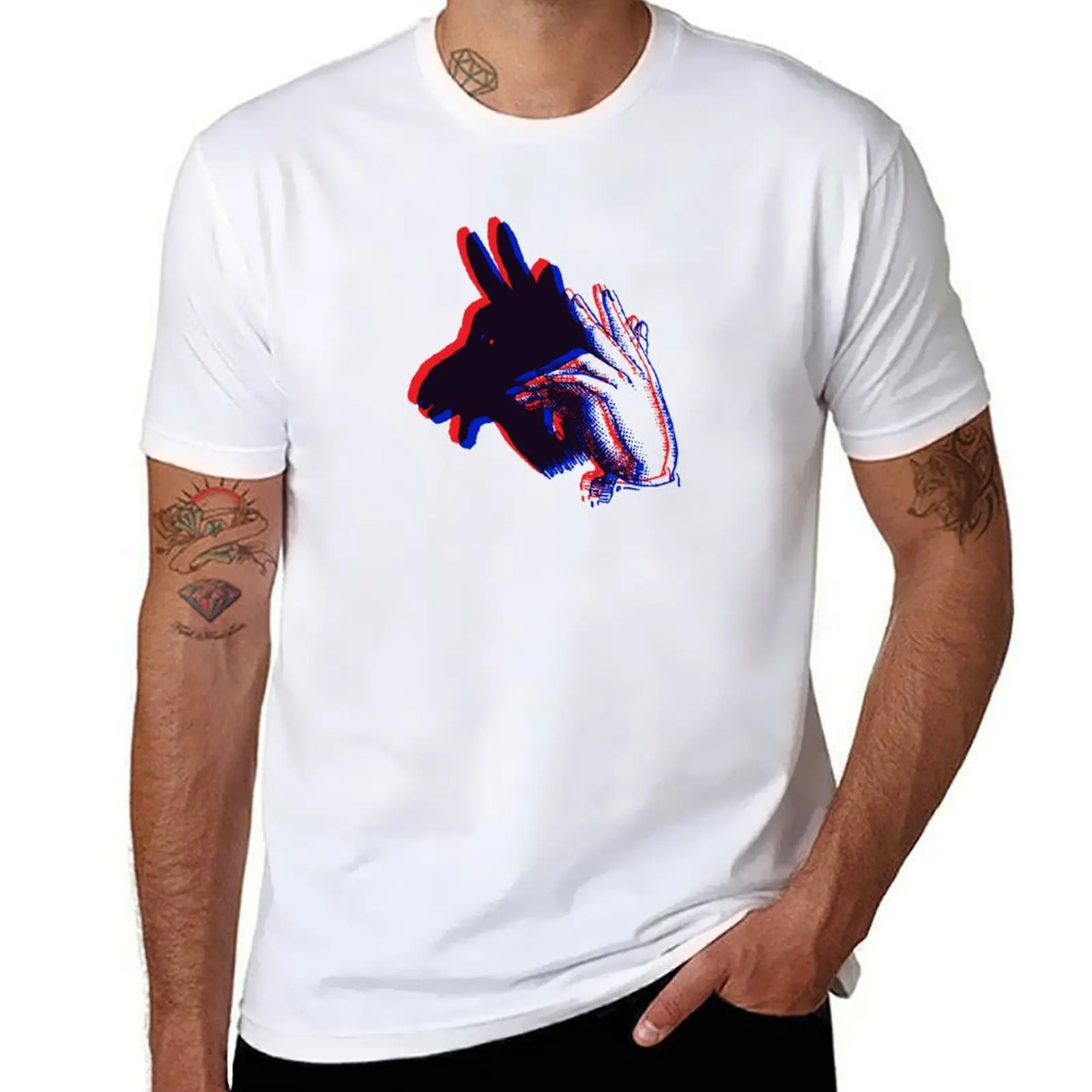 3D Shadow Puppet - GOAT T-Shirt anime t shirts for man man tshirt black cotton t-shirt plain for man package T-shirt