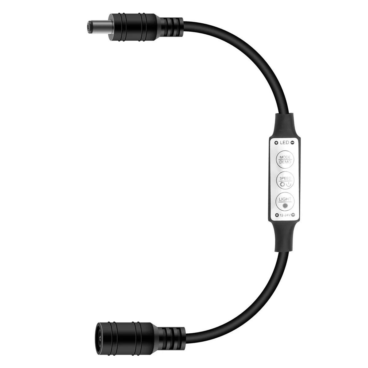 Low-Profile Mini Controller, 3 Key Dimmer Switch, LED Strip Light, Preto