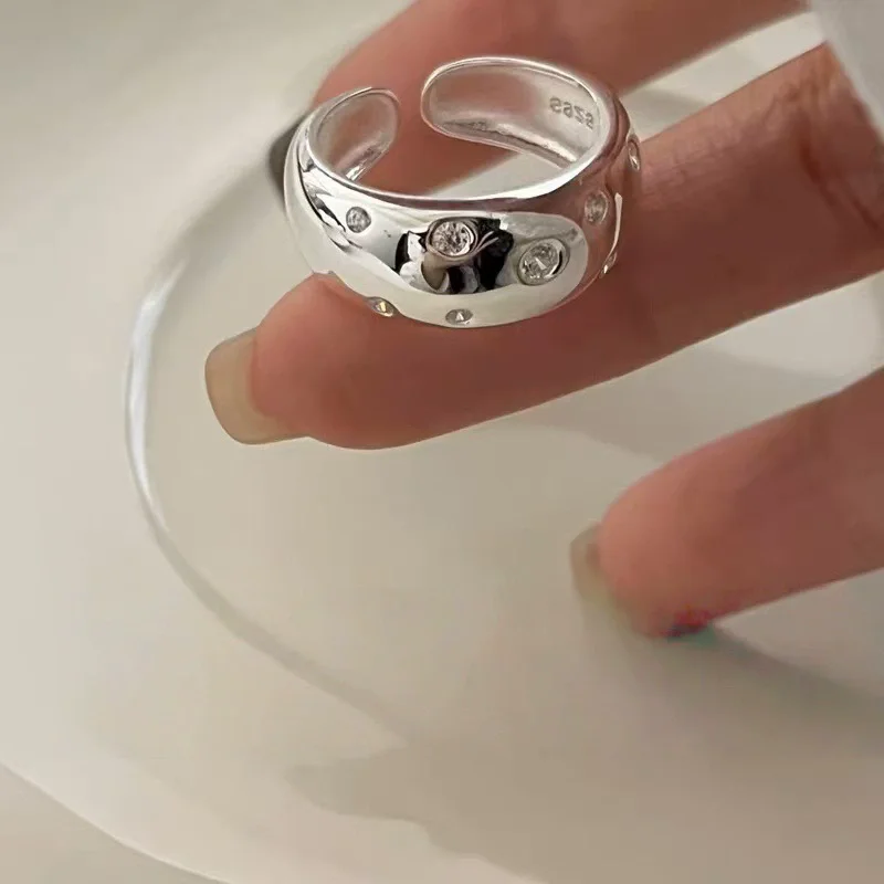 XIYANIKE, anillos ajustables de circonita ancha brillante de nicho elegante para mujer, joyería nueva de moda, regalo para fiesta, anillos diarios al por mayor