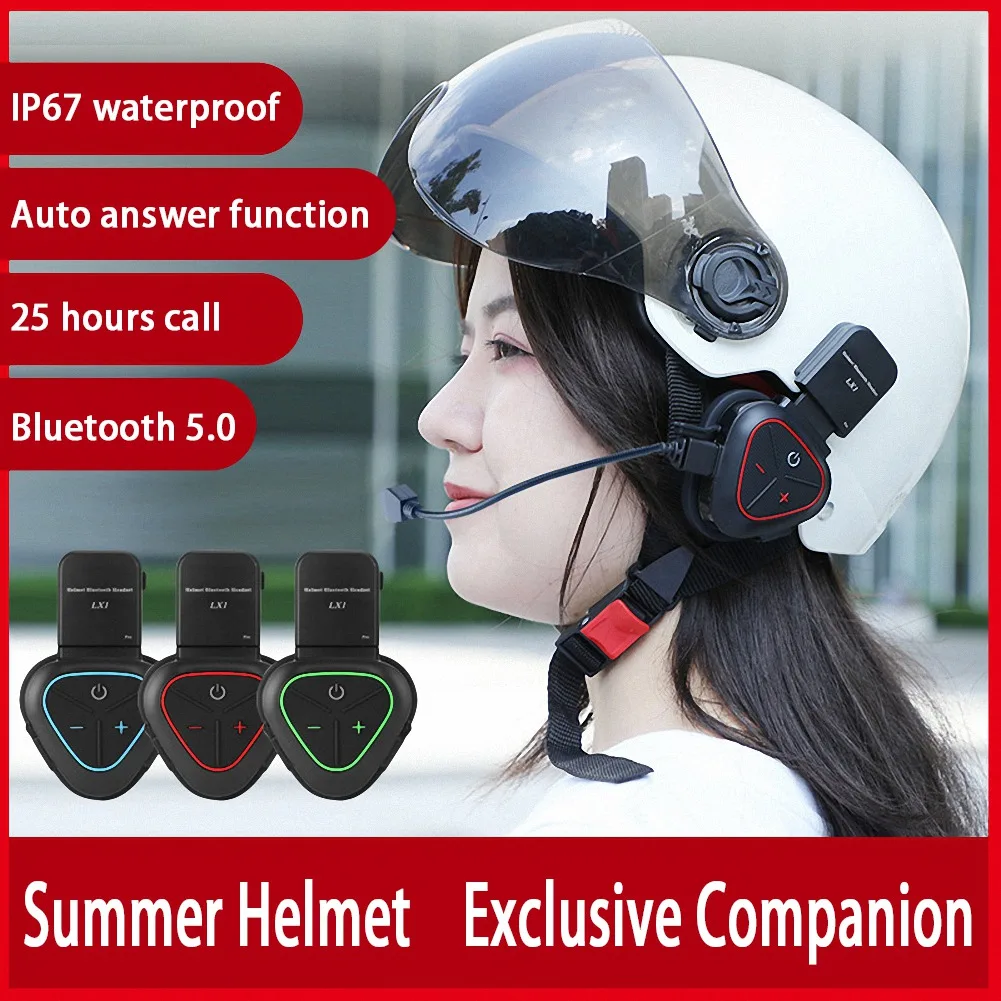 LX1 Motorcycle Helmet Bluetooth Headset Portable Smart Noise Cancelling Takeaway Headset Green