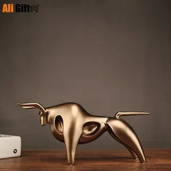 Modern Abstract Golden Calf Statue, Resin Decoration, Geometric Taurus Sculpture, Bull, Cattle, Home Accessories, Gift