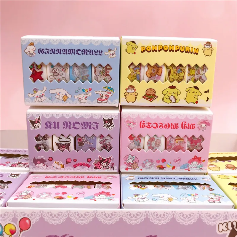 12box/lot Sanrio Kuromi Melody Cinnamoroll Washi Tapes Cute Masking Tape DIY Diary Decorative Stickers Album Stick Label