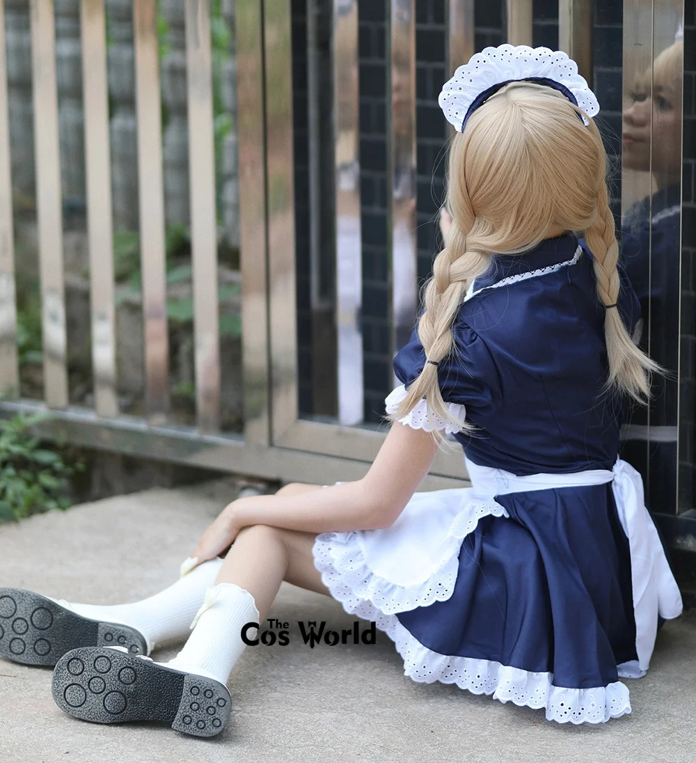 S-5XL Japanese Navy Blue White Apron Dress Maid Servant Restaurant Work Uniform Outfits Cosplay Costumes 0 sold