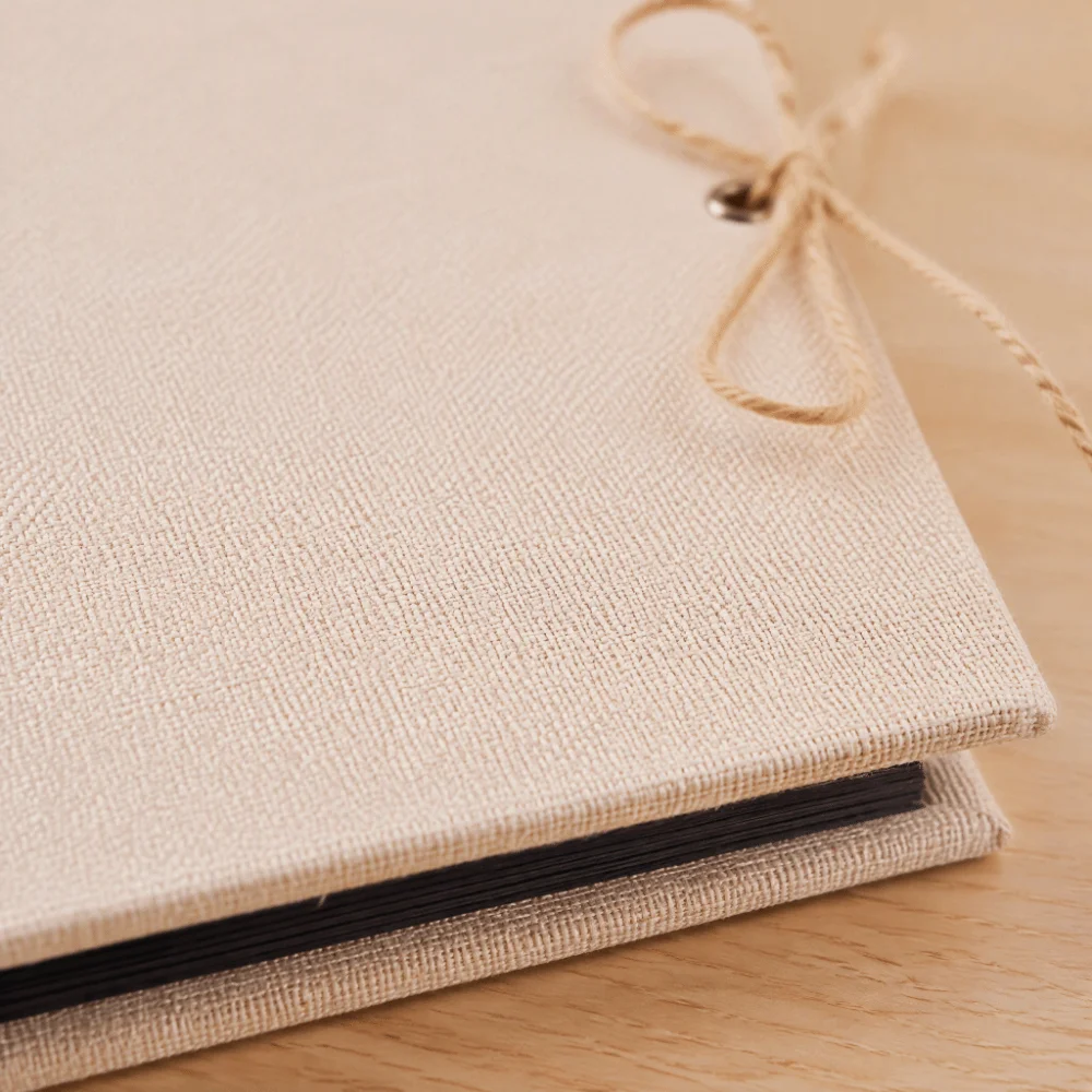 10.43x8.27in DIY Scrapbook Album Rope Strap Binding 30 Pages Linen Craft Card Album Linen Texture Large Size