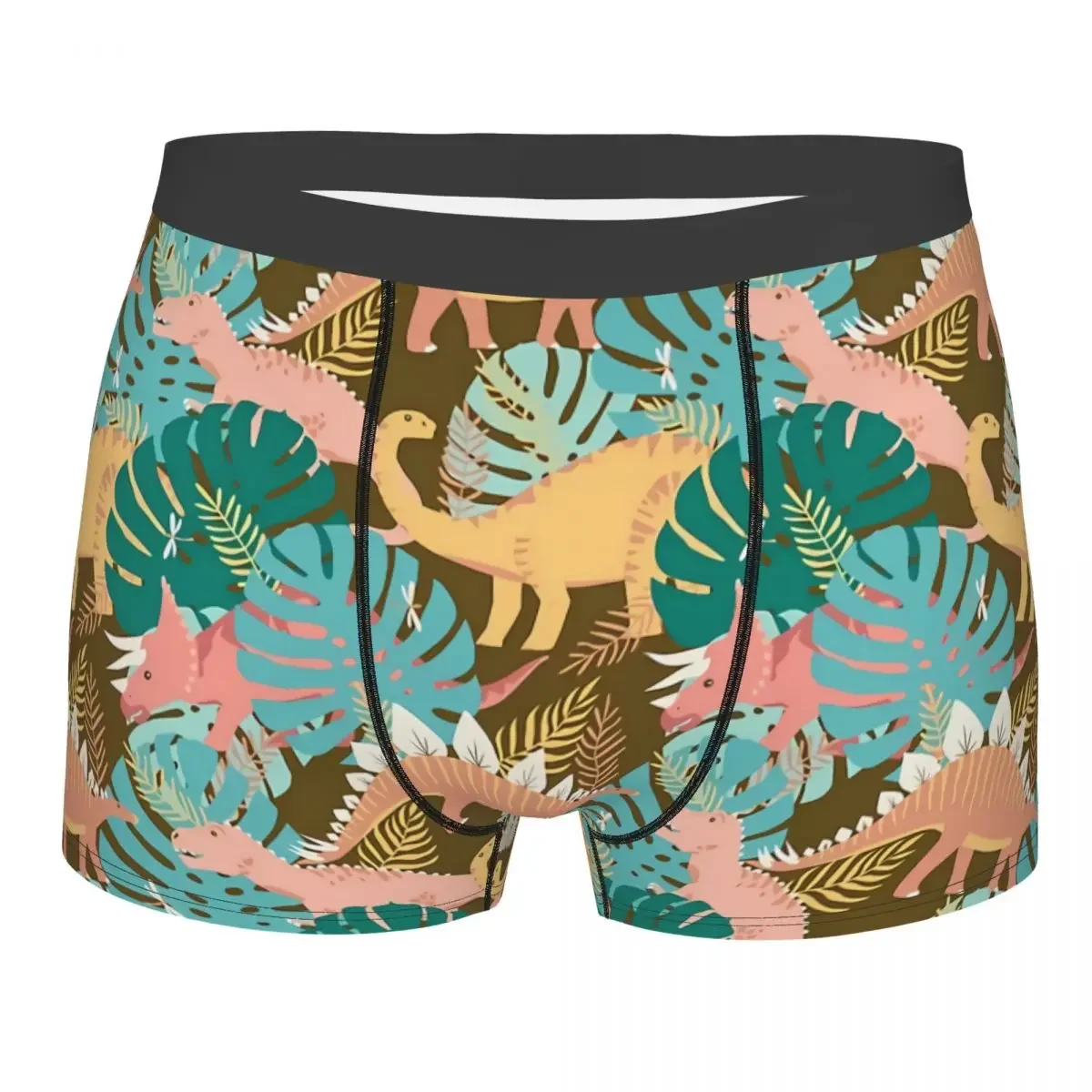 Jungle On Gold Man's Boxer Briefs Dinosaurs Highly Breathable Underwear Top Quality Print Shorts Birthday Gifts