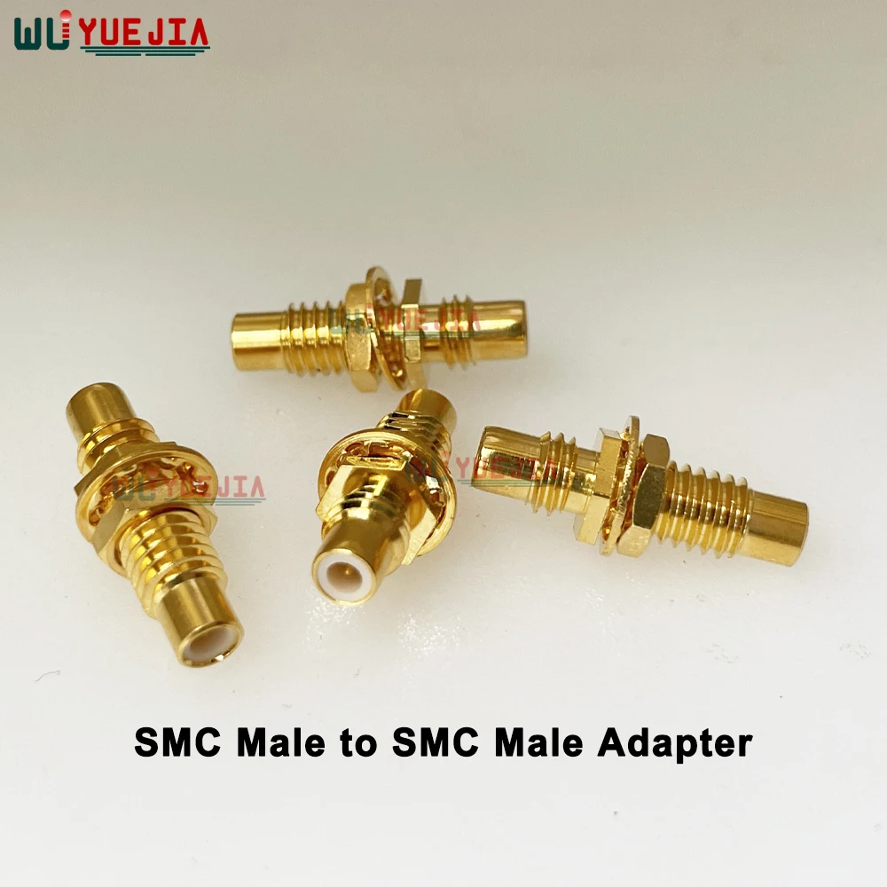 

1pcs SMC Male Plug to SMC Male Plug Bulkhead RF Adapter SMC Male Nut Spacer RF Coax Connector 50 ohm Straight Brass Gold Plated