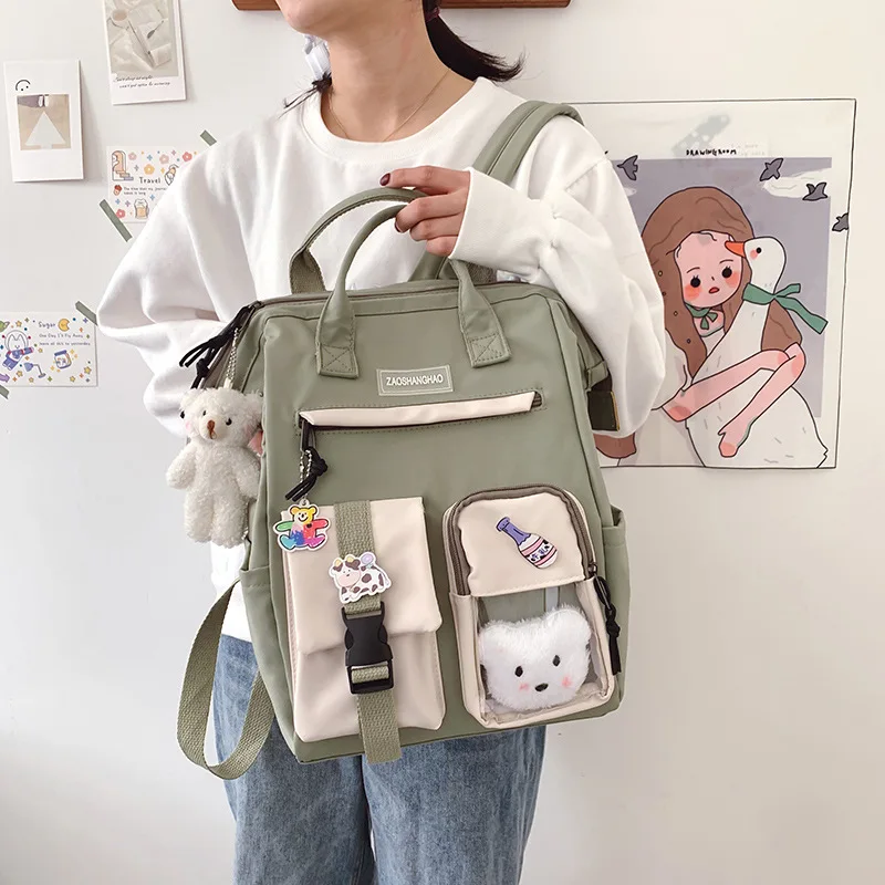 Korean Version of Harajuku Style Lightweight High School Backpack with Large Capacity and Versatile Campus Backpack