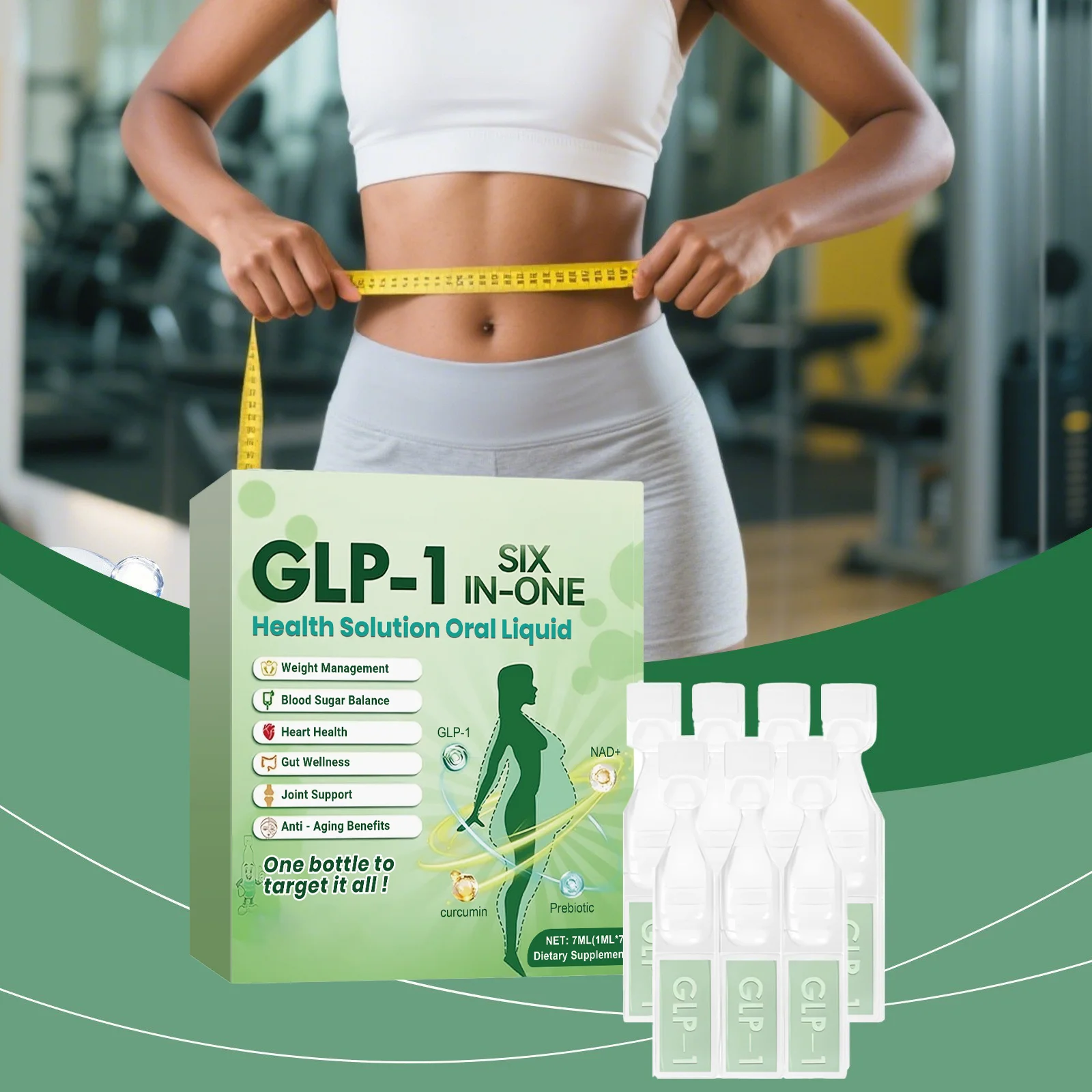 

GLP-1 Six in One Slimming Drops Promote Intestinal Digestion Rapid Weight Loss Burn Fat Firm Skin Shaping Health Body Care Drops