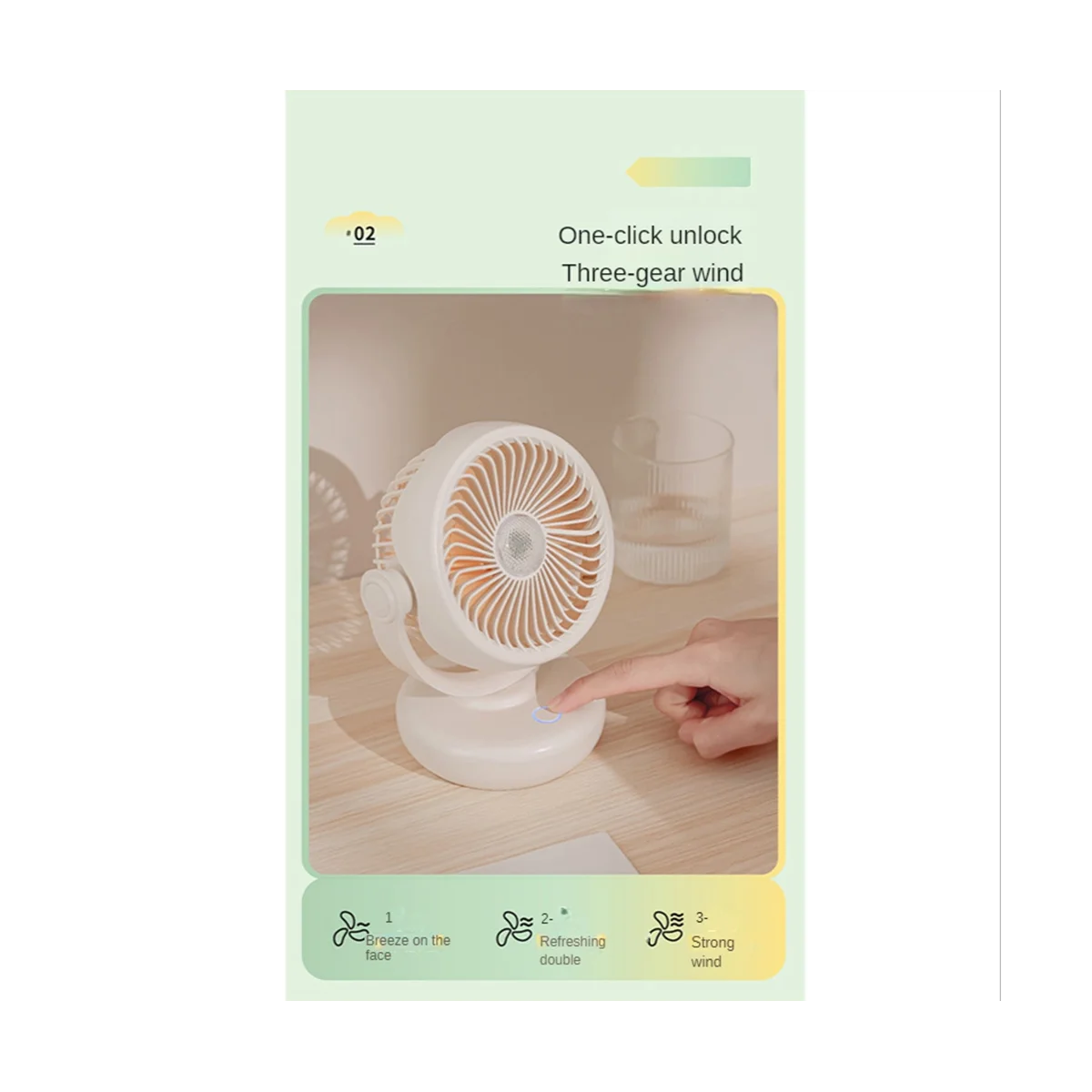 ไฟกลางคืน kipas angin Portable อเนกประสงค์สำหรับตั้งแคมป์ในสำนักงานบ้านสามารถแขวนได้ด้วยพัดลม USB สามสปีดสีขาว