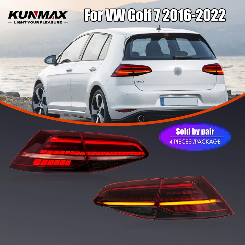 Pair Of LED Tail Lights For VW Golf 7 2016-2022 DRL Reverse Brake Turning Signal Plug And Play Car Rear Tail Light Assembly