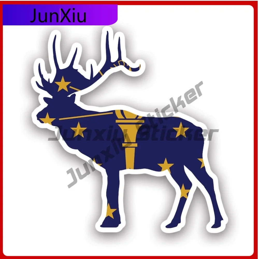 

Epic Indiana Deer Shaped Flag Sticker Decal American Made Uv Protected V2 In Stag Hunter Hunting Archery Antlers Outdoors