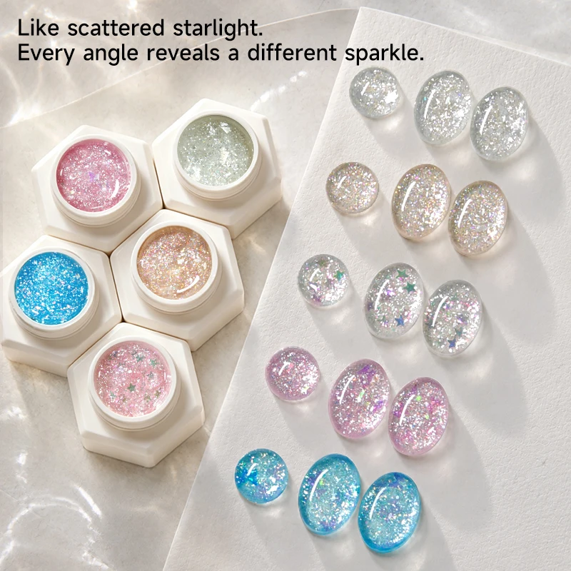 UR SUGAR 5ml Prisma-Glitzer-Gel Reflektierende Flocken Muschel Herz Schmetterling Pailletten Nagelgel Maniküre Soak-Off UV LED Gel Nagellack – Detail 1