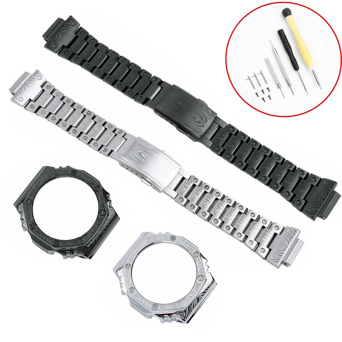 

For Casio GA2100/2110 modified carved watch case, watch strap and accessories for men's wristbands and bracelets DIY watchband