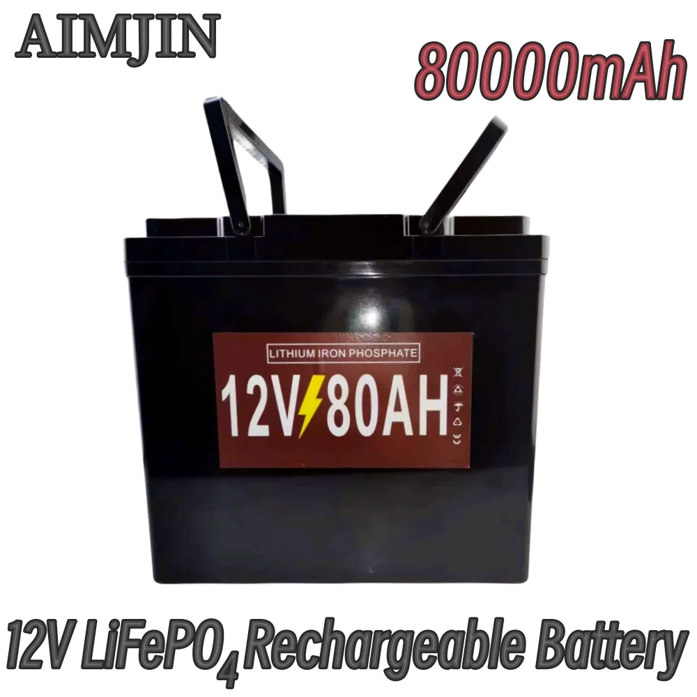 

12V 80Ah rechargeable LifePo4 traction battery, suitable for golf cart outdoor camping solar energy storage