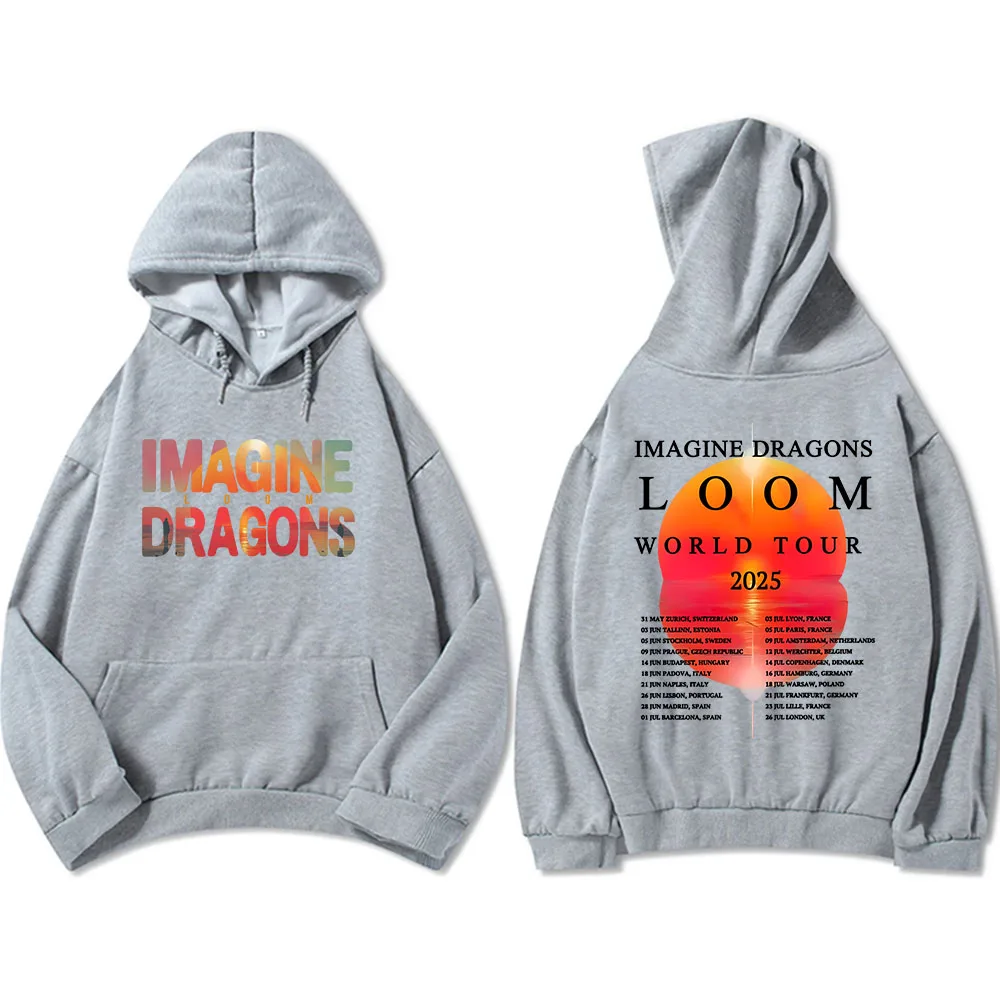 Imagine Dragons Loom Tour 2025 후드 스트리트 유니섹스 힙합 긴 소매 스웨터 하라주쿠 그래픽 Hoody 남성/여성 까마귀