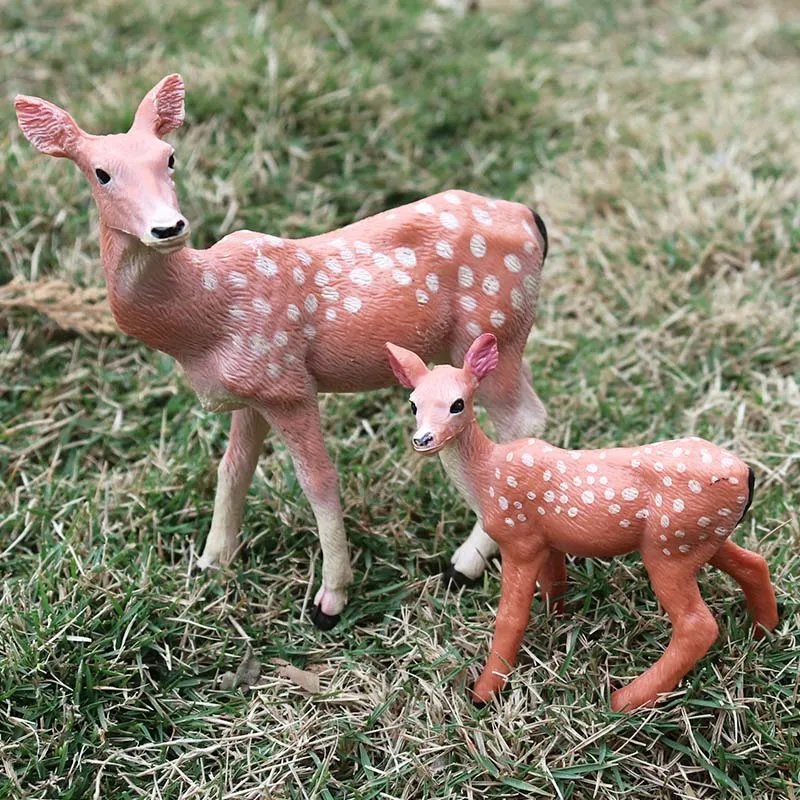 Oenux Mini Weihnachtsbäume Zeder Waldtiere Kuchendeckel Zubehör Fuchs Hirsch Kaninchen Eichhörnchen Antilope Modell Dekor Kinderspielzeug – Detail 11