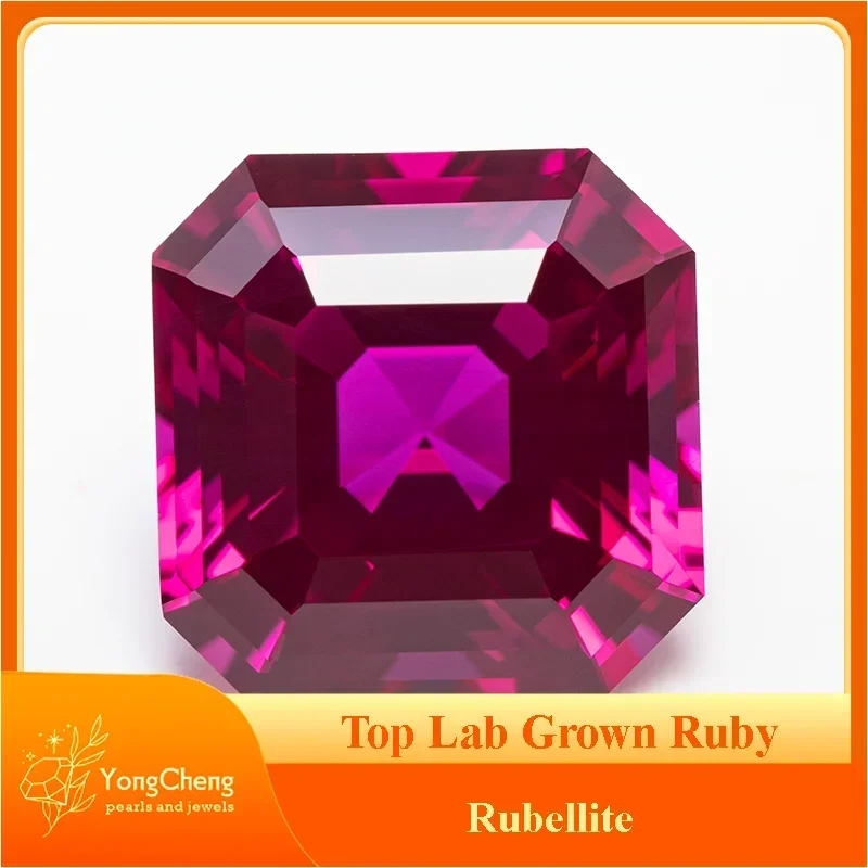 

Top Lab Grown Ruby Asscher Cut Square Rubellite VVS1 Gemstone Charms DIY for Jewelry Making Materials Selectable AGL Certificate