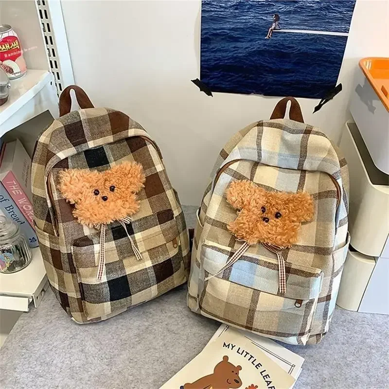 حقيبة ظهر منقوشة على شكل دب محببة ذات سعة عالية أنيقة وعصرية للطلاب حقيبة حمل خفيفة للسفر طقم أمتعة مدرسية هدية رائعة