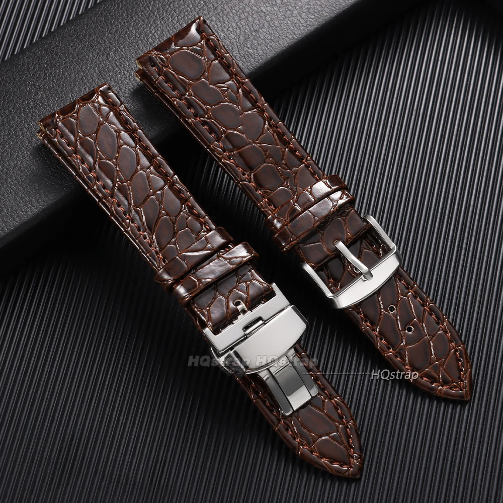 Krokodilmuster-Leder-Uhrenarmbänder mit Schmetterlingsverschluss für Herren, 12mm/14mm 16mm 18mm 19mm 20mm 22mm 24mm Uhrenarmband – Detail 3