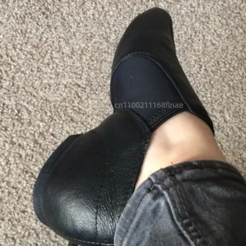 Damen-Tanzschuhe aus echtem Leder mit weicher Sohle, professionelle Jazz- und Tanzschuhe im „Katzenklaue“-Design für Erwachsene, rutschfeste Tanzschuhe für das Training. – Detail 4