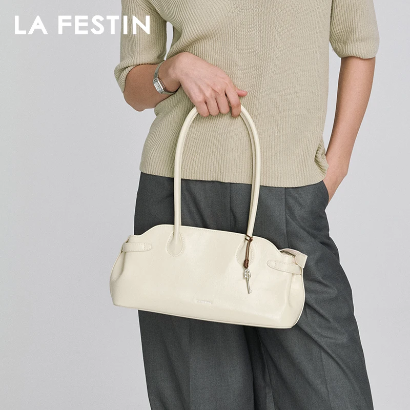 

LA FESTIN Original Handbag Women 2025 New Leather Bag Fashion Bowling Bag Shoulder Bag Lady Baguette High End Bag
