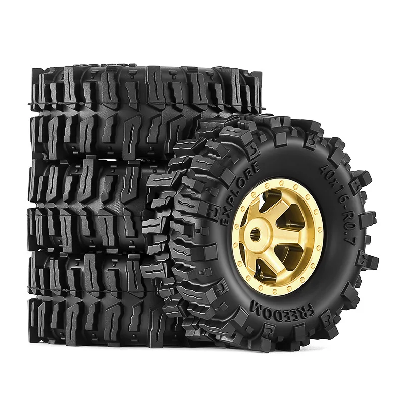 

40mm 0.7 inch Heavy Duty Brass Beadlock Wheel and Tire for Axial SCX30 1/30 RC Crawler Car Upgrade Parts Accessories