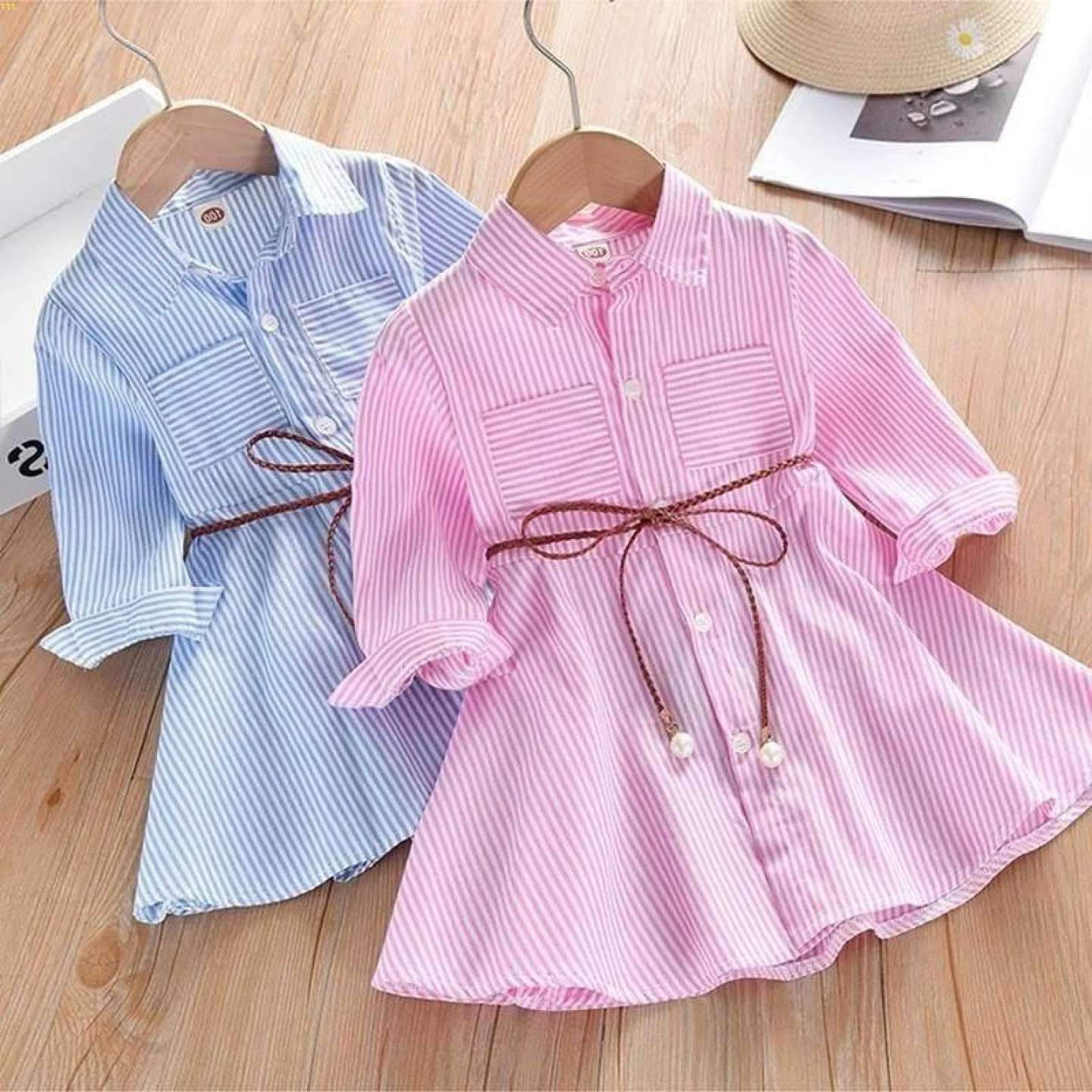 Vestidos de camisa para meninas, vestidos infantis, roupas para crianças, vestido de princesa para bebês, saia em linha A, fibra de acetato, sem manga