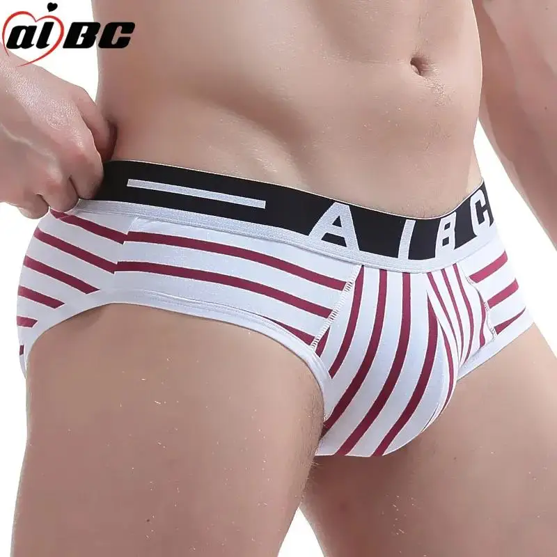 AIBC Cotton Underwear For Men Striped Briefs U Convex Pouch Comfortable Mens Underpants Daily