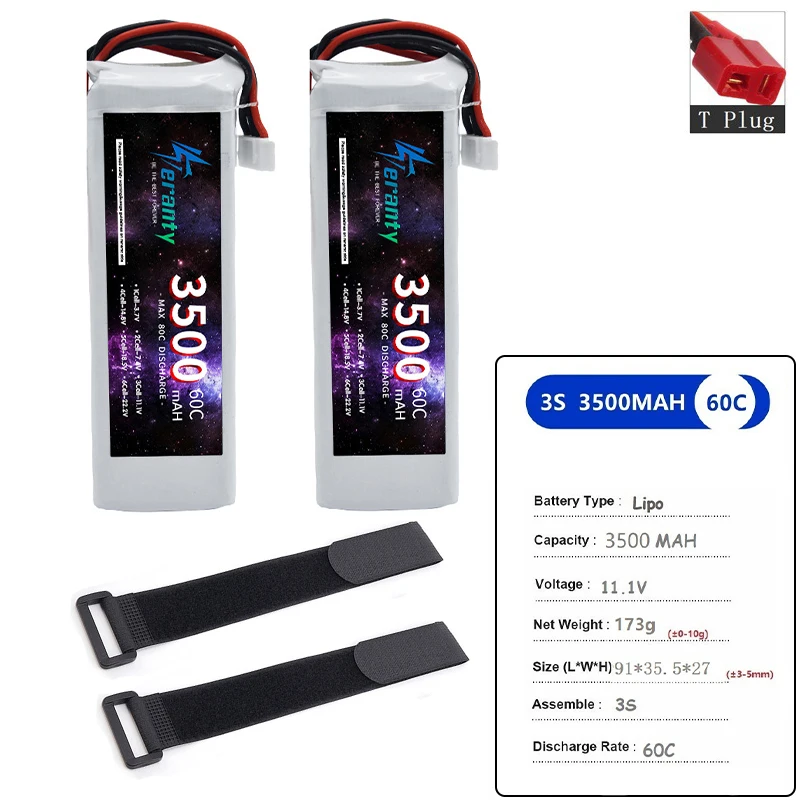 

HIGH POWER Lipo Battery 11.1V 3500mAh Max 60C for High-speed RC Car FPV drone RC Car Upgrade Part 3s 11.1v Battery VS Wltoys-SCY