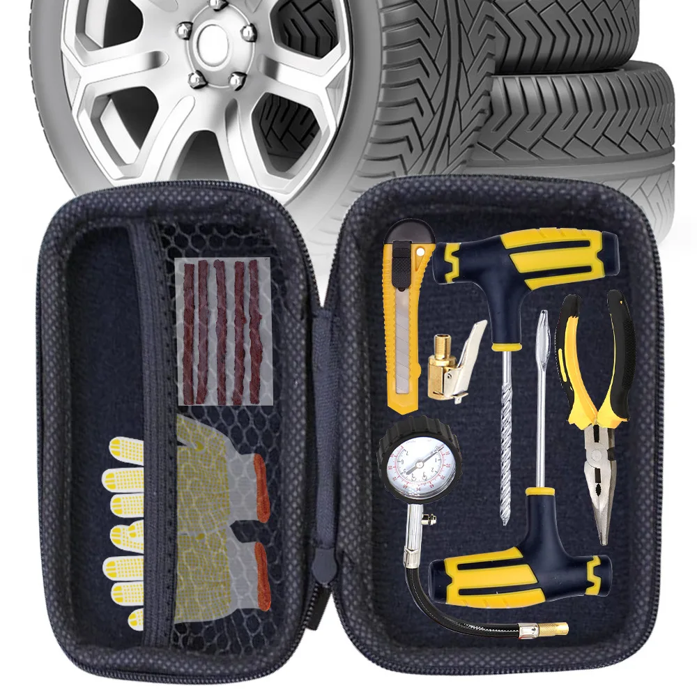 Car Tire Repair Tool Kit Studding Tool Set Auto Bike Tubeless Tyre Puncture Repair Kit Auto Tubeless Tire Puncture Plug