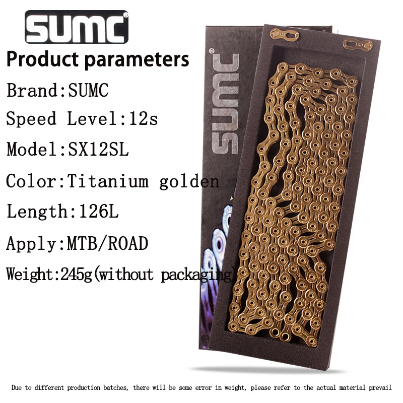 SUMC SX12SL Bicycle Chain 126L 12 Speed Bicycle Chain with MissingLink for Mountain/Rod Bike Bicycle Parts With Original box