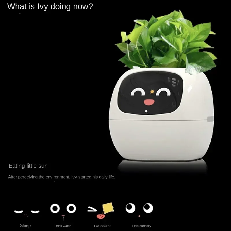 2023 New Smart Cute Pet Small Flower Pot Ivy Desktop Green Plant Allows Your Plants To Express Emotions