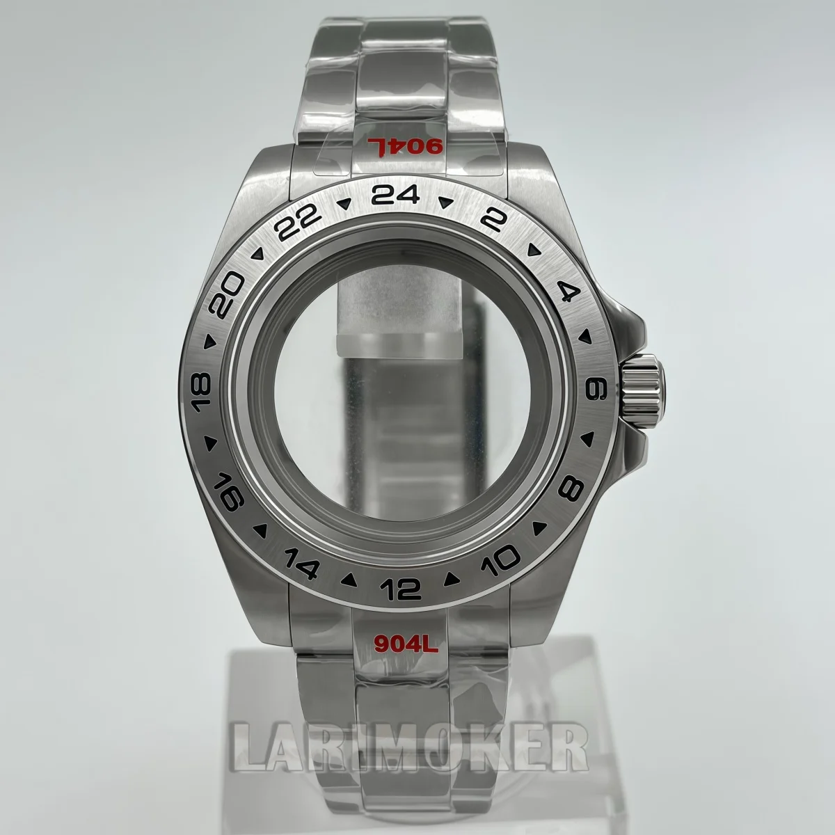 40MM GMT Master Watch Case Full Set 904L Stainless Steel Bracelet 24H Bezel Watch Mod Parts Fit Ronda 515-24H Quartz Movement