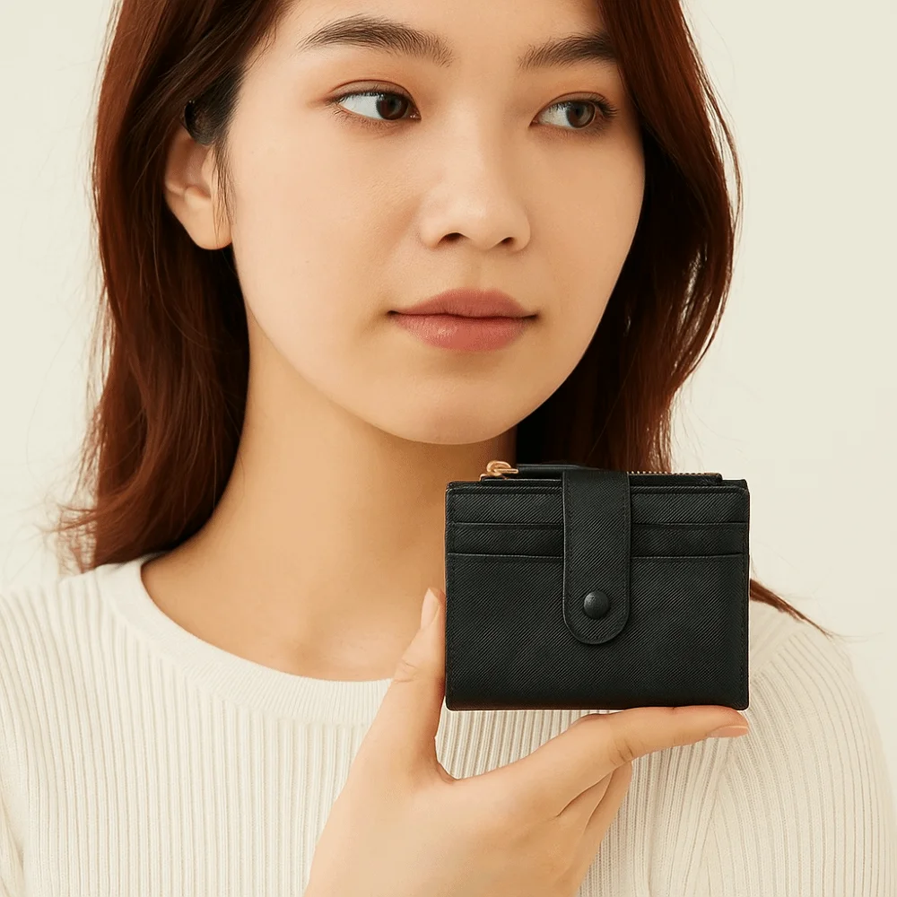 

Retro PU Leather Short Wallet Multi-card Zipper Two Fold Wallet Multifunctional Foldable Women Card Holder Daily