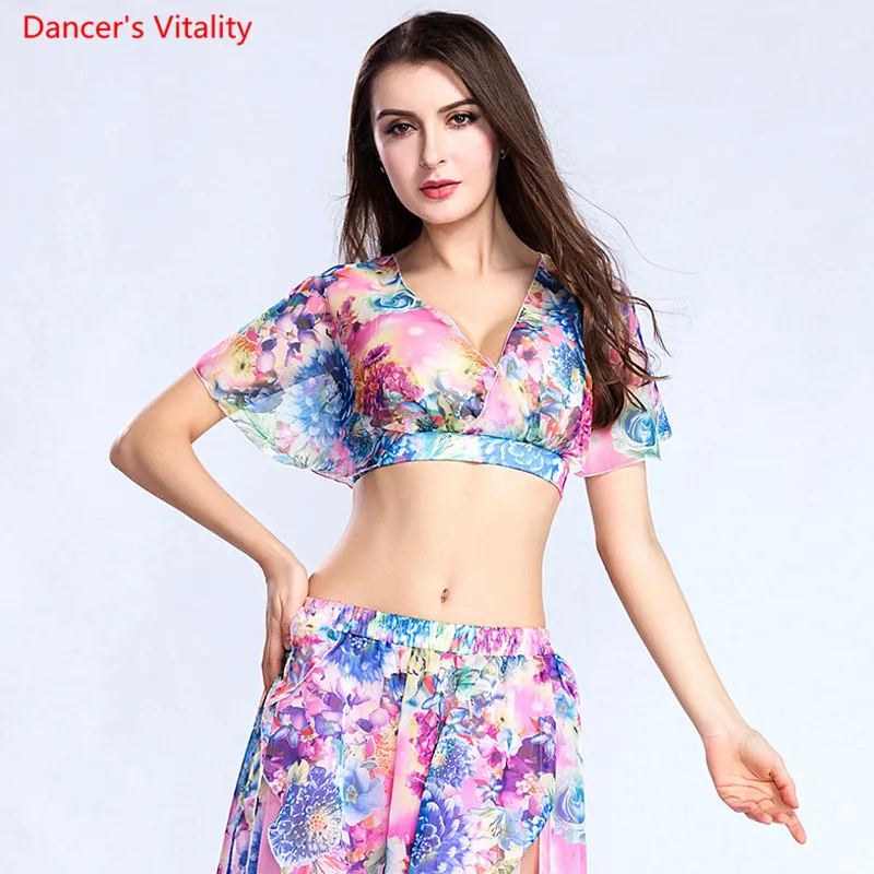 Light purple/Orange For Women Belly Dance Chiffon Top Tribal Sexy Costume V-neck  Neck Shawl Top 2802