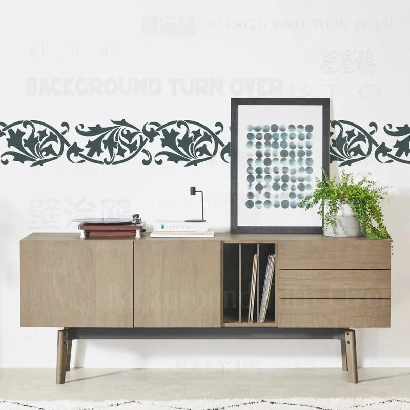 Декоративный настенный трафарет 50 см - 90 см, шаблон штукатурной краски для окантовки мебели, винтажный классический ретро-разделитель для комнаты, дизайн