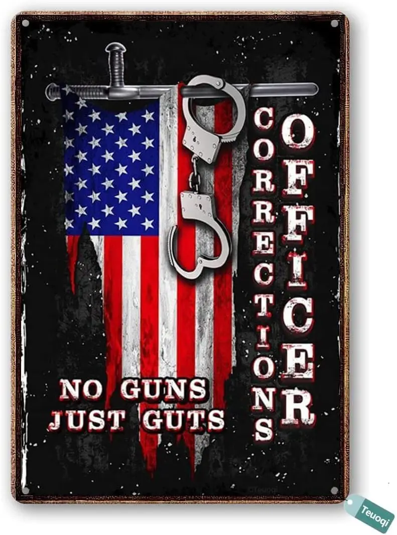 Vintage No Guns Just Guts Officer Corrections Decor Decoration Pub Plaque 8x12 Inch Tin Sign Home Decor Home Art Metal Signs Wal
