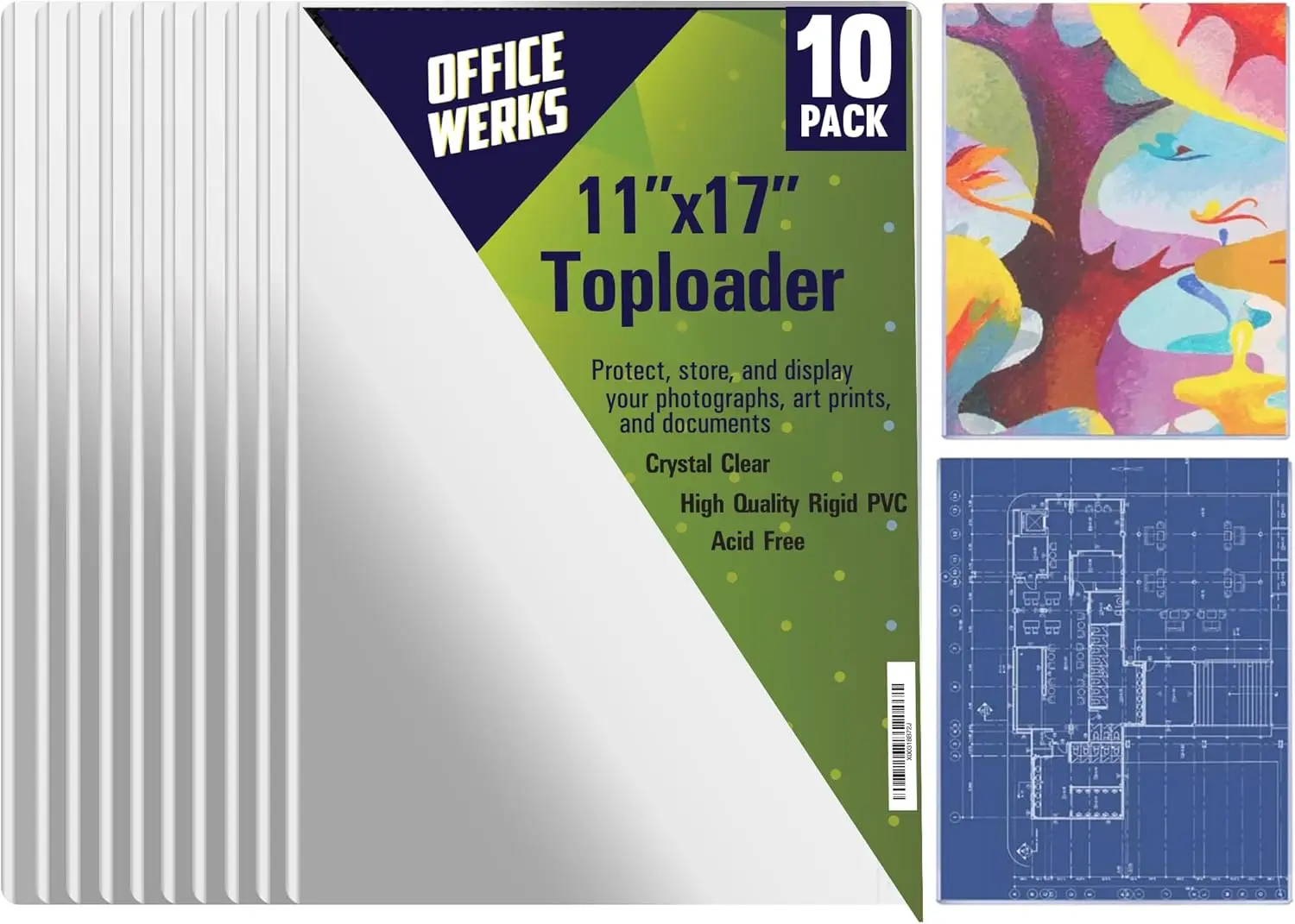 

Heavy Duty 11x17 Toploaders - Crystal Clear, Rigid Plastic - 10 Pack for Photos, Prints, Documents