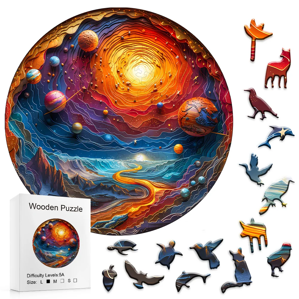 A Unique Wooden Puzzle -Inspired By The Cosmic Vortex - Artistic Galaxy Pattern - Adult Stress Relief Gift - High-Quality Plywo