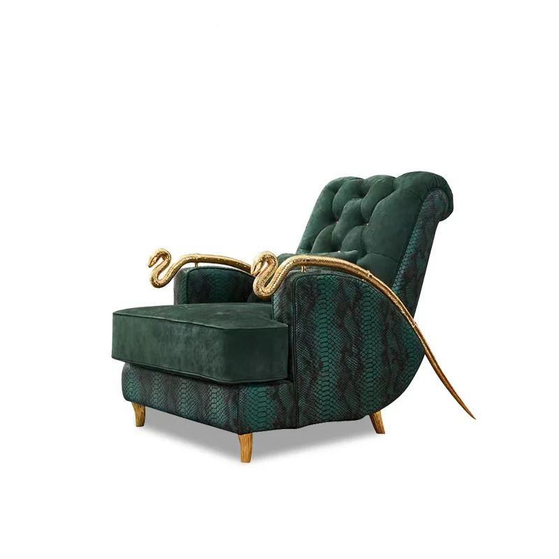 

Italian light luxury leisure chair pure copper snake chair single armchair