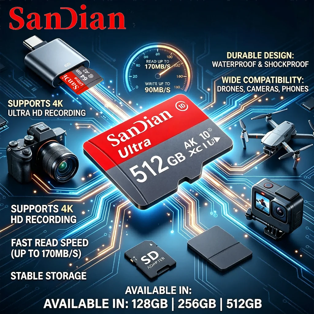 SD Cards 32GB 256GB 64GB Micro TF SD Card Memory Card TF Cards X-Ray Proof C10 for Drone/Dash Cam/Laptop/PC/Nintendo Switch
