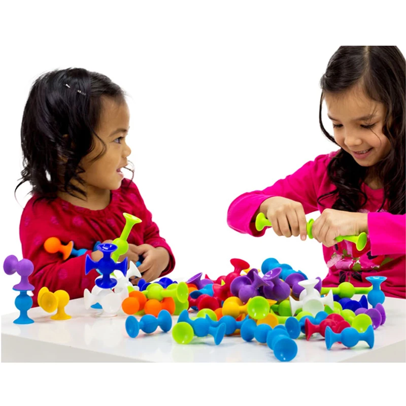 DIY Soft Silicone Building Blocks Sucker Educational Construction Toys For Boys Girls Gift Idea Assembled Sucker Block Toys