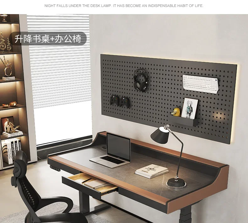 Electric Lifting Stone Plate Desk Light Luxury Modern Study Computer Desk Home Designer Model Italian Minimalist Desk