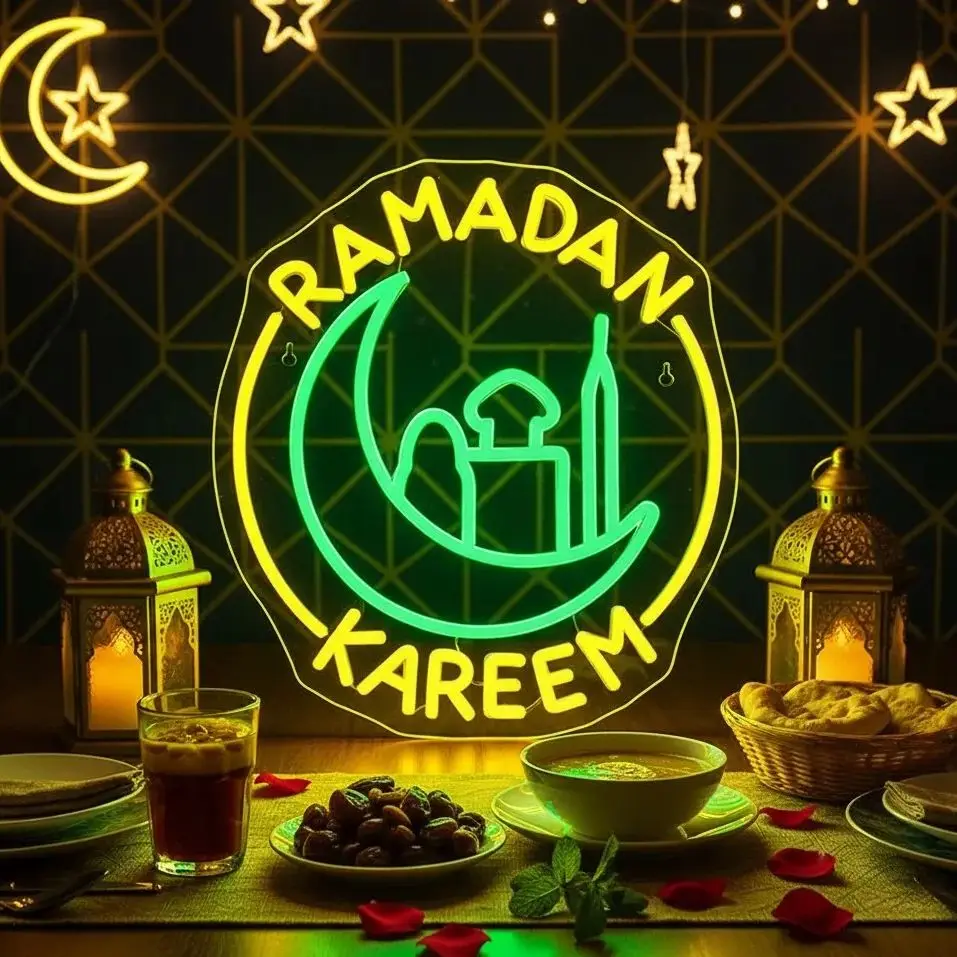 

Рамадан Карим неоновая вывеска 2026 украшения для Рамадана светодиодные фонари Рамадан Мубарак с питанием от USB исламский настенный декор мусульманский праздничный подарок