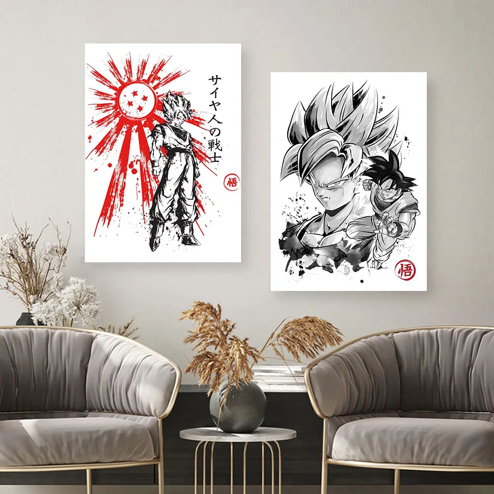 

Dragon Ball Posters Japan Anime Peripherals Figure Goku Canvas Painting Art Vintage Picture Girl Boy Birthday Wall Decor Gifts