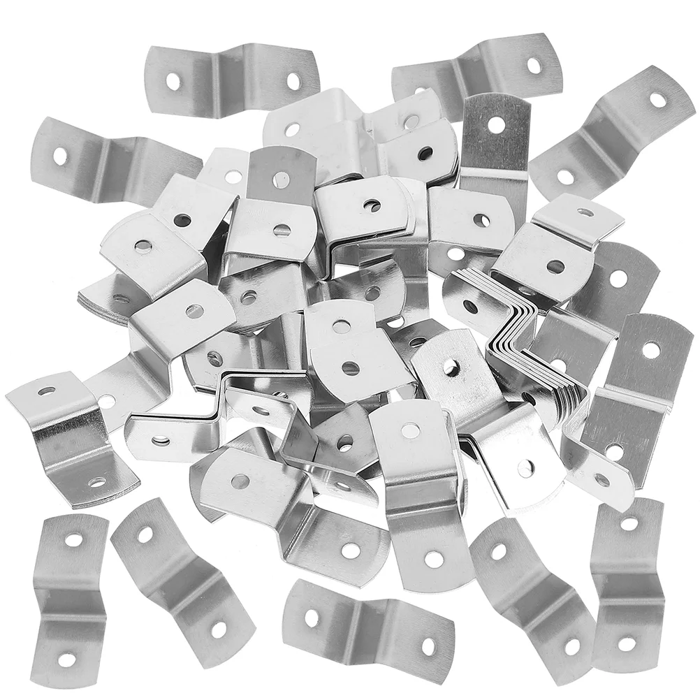 

50 Pcs Picture Frames Corner Code Hardware Hook Framing Clips Bracket Desktop Photo Canvas Silver